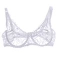 thumbnail image 1 of WMTBSRSW Women's Floral Lace Bra Full Coverage See Through Bralettes Demi Sheer Mesh Balconette Bralette Unlined Underwire Embroidered Mesh Soft Bralettes, 1 of 5