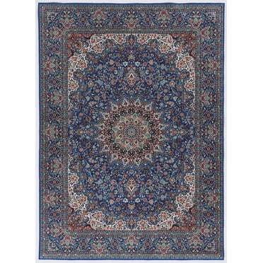 Tapis d'appoint Emerald Landis ivoire & bleu de 3 pi 3 po x 5 pi