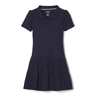 French Toast Robe Polo en Piqué à Volants pour Filles, Bleu Marine, Small/6/6x, Petites Filles