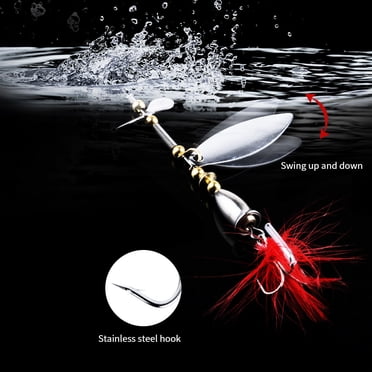Agiferg 8CM Metal Fishing Lure Sequins Spinner Spoon Baits Feather Fishhook Tackle 7G