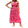 thumbnail image 2 of Robe Maxi d'Été Sans Manches à Encolure Croisée à Carreaux Découpée Dos Nu Fluide Rose TG, 2 of 6