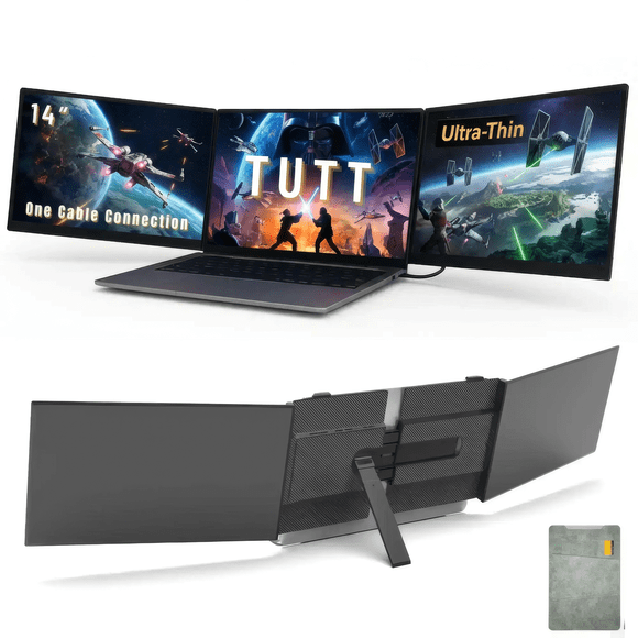 TUTT S8Ultra 14” Portable Monitor for Laptop | Single Cable Connection | Ultra Slim-Light | Plug & Play USB-C | Laptop Screen Extender for Mac/Win