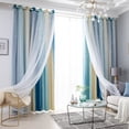 thumbnail image 2 of Mistaha 1 Pce Rideau Simple Dégradé à Étoiles Ajourées Double Couche Occultant Chambre Salon Rideau Isolant, 2 of 8