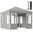 thumbnail image 1 of Outsunny 9.6 x 9.6 ft Pop Up Canopy Tent with 4 Sidewalls, 1-Button Push, 1 of 10