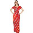 thumbnail image 1 of Bimba Robe Maxi en Rayonne Rouge pour Femmes Teinture sur Nœuds Robe d'Été avec Fente Tenue de Villégiature, 1 of 7
