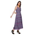 thumbnail image 3 of Moomaya Robe Longue Maxi pour Femmes en Coton Imprimé à Bretelles Spaghetti et Col en V, 3 of 6