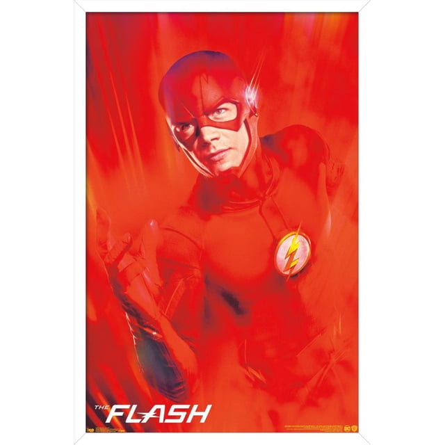 DC Comics TV - The Flash - Affiche Murale Key Art, 22,375 Pouces x 34 Pouces Représentant le Flash dans Sa Combinaison Rouge avec un Emblème de Foudre Jaune sur la Poitrine, sur un Fond Rouge Vif avec des Effets de Flou de Mouvement Qui Mettent en Valeur la Vitesse, Convient pour Décorer des Chambres, des Bureaux Ou des Résidences Étudiantes.