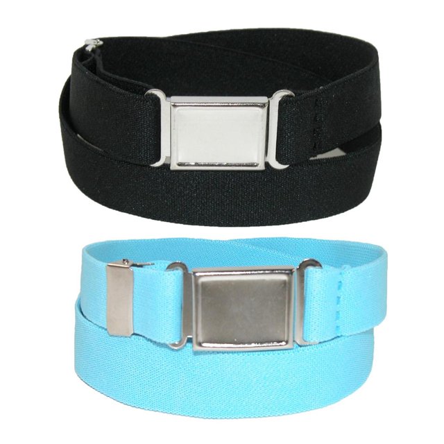 CTM® Ceinture Élastique avec Boucle Plate Magnétique Invisible (Lot de 2 Couleurs) (pour Femmes