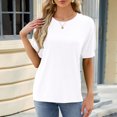 thumbnail image 4 of FAIWAD Tuniques d'Été pour Femmes Manches Courtes Col Rond Boutons T-Shirts Blouses Unies, 4 of 7