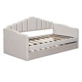 thumbnail image 4 of Noble House Twin Upholstered Daybed with Trundle,Velvet Sofabed with USB Ports,Beige, 4 of 9