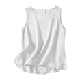 thumbnail image 1 of Meichang Débardeurs en Lin pour Femmes 2025 Été Sans Manches Courts Hauts Décontractés Col Rond Coupe Ample Débardeurs Chemises Basiques Unies Ourlet Fendu sur le Côté Hauts de Type Veste, 1 of 3