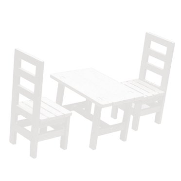 Miniature Wooden Oblong Table and Chair Kits for 1/6 Dollhouse Accs White