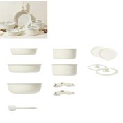 Estbridge Gourmetific Cream White Nonstick Detachable Handle Pan Set - 12 Piece Stackable Set