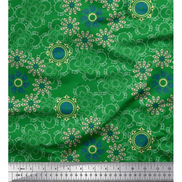 Soimoi Velvet Fabric Floral & Paisley Decorative Decor Fabric Printed Yard 58 Inch Wide