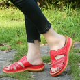 thumbnail image 4 of Womens Orthopedic Slippers Walking Slip on Sandals Comfortable Leather Wide Open Toe Platform Wedge Slides, 4 of 6