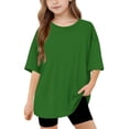 thumbnail image 1 of Hauts d'Été pour Adolescentes 2025 T-Shirts Surdimensionnés à Manches Courtes Chic Décontracté Col Rond Mode, 1 of 5