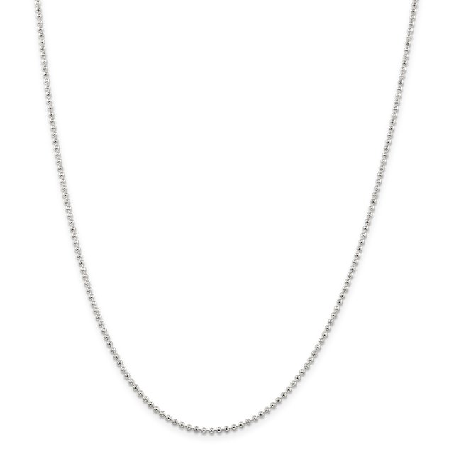 Chaîne Perlée en Argent Sterling 925 2mm 16 Pouces