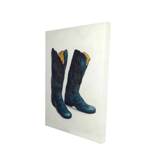 Leather cowboy boots - 24"x36" canvas - Print on demand