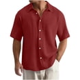thumbnail image 1 of Kaemgyyd Mens Button down Shirt Lightweight Summer Beach Vacation Tops Casual Loose Textured Solid Color Half Sleeve Tee, 1 of 1