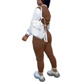 thumbnail image 2 of Women Workout 2 Piece Outfits Button Down Color Block Patchwork Jackets Bodycon Long Pants Tracksuit, 2 of 4