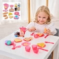 thumbnail image 3 of Pink 25 Piece Kids Tea Set Toy Kitchen Utensils Play Food Set Pretend Play Toy High Tea Dessert Set Storage Box Included 11.8X7.9X3.9 Inches, 3 of 6