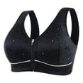 thumbnail image 1 of Womens Bras Solid Color Front Closure Wireless Bra With Air-Flow Mesh Thin Design Plus Size Plus Size Sports Bra Black 44, 1 of 6