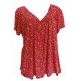 thumbnail image 3 of Pompotops Grande Taille pour Femme Manches Courtes V-Cou Imprimé Pull Tops Chemise, 3 of 6