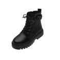 thumbnail image 2 of Women Shoes Hasp Mid Heel Flat Bottom Zipper Laceing Fashion Plus Velvet Leather Short Boots, 2 of 9