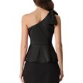 thumbnail image 3 of INSPIRE CHIC Women's One Shoulder Bow Ruffled Elegant Peplum Top S Black, 3 of 6