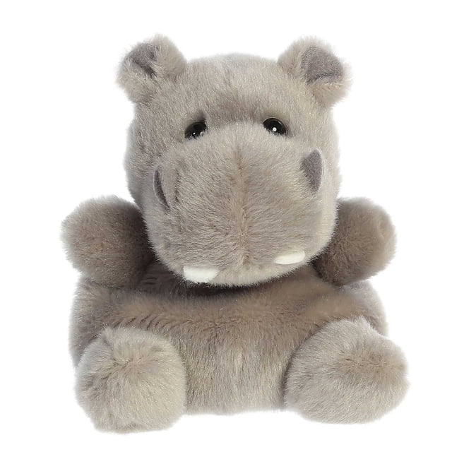 Aurora Palm Pals - Hunk Hippo Peluche de 5 Pouces en Gris. Cet animal en Peluche Doux et Duveteux Présente un Corps Arrondi, de Petites Oreilles et un Visage Amical avec des Détails Brodés. Fabriqué avec des Matériaux de Haute Qualité et Rempli de Granules de Haricot pour la Stabilité, Il Convient à Tous les Âges.