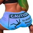 thumbnail image 2 of Women High Waist Letter Print Elastic Short Pants Hip-Hop Shorts, 2 of 5