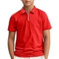 thumbnail image 3 of Sunnyoo Little Boys Zipper Polo Shirt Solid Color Short Sleeve T-Shirt, Red, 3 of 3