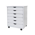 thumbnail image 1 of Pemberly Row Modern Solid Wood 6-Drawers Wide Roll Utility Cart in White, 1 of 8