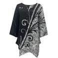 thumbnail image 5 of Pompotops Mode Femmes Imprimé T-shirt Mi-Longueur Manches 3/4 Blouse Col Rond Casual Tops Dégagement, 5 of 5