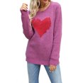 thumbnail image 1 of Gupgi Chandail Cœur d'Amour pour Femmes à Manches Longues, Col Ras du Cou, Tricot de la Saint-Valentin, 1 of 9