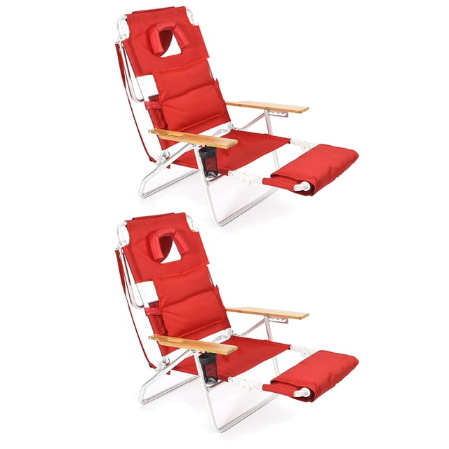 Ostrich Chaise de Sport Rembourrée Deluxe 3 en 1 avec Repose-Pieds, Rouge (2 Pack)