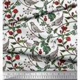 thumbnail image 2 of Soimoi Silk Fabric Bird & Leaf Bird Printed Craft Fabric by the Yard 42 Inch Wide, 2 of 3
