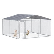 PawHut Dog Kennel Outdoor Dog Run w/ Canopy, 13' x 13' x 7.6'