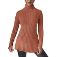 thumbnail image 1 of AherBiu Womens Sweater Tops Long Sleeve Turtleneck Ribble Knit Slim Pullover Tunic Sweaters Shirt Blouse, 1 of 5
