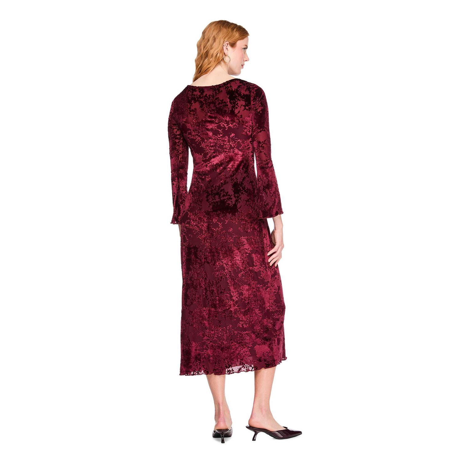 Robe longue en velours teint par dévorage George pour femmes