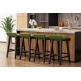 thumbnail image 3 of YUSAZENS 26.2 Inch Bar Stools Counter Height with Low Back Footrest Wood Frame Wide PU Leather Upholstered Seat Barstools Set for Kitchen Islands Counter Bars Home Green 4pcs, 3 of 7