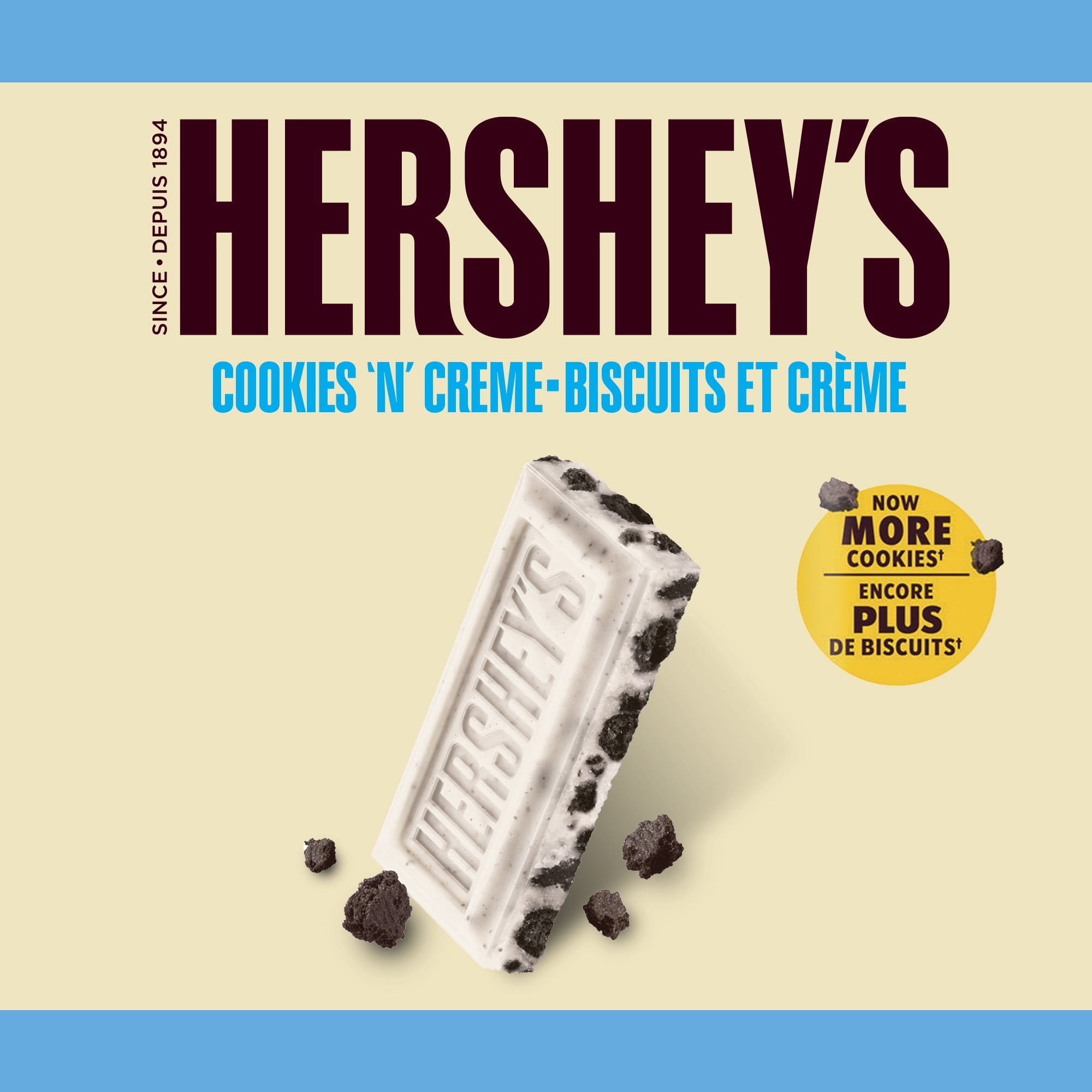HERSHEY'S COOKIES 'N' CREME Family Size Candy Bar, Great for sharing- Stock up now, 108g