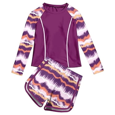 Girls Rash Guard Swimsuits 2 Piece Bathing Suit Upf 50+ Summer Swimwear Red 90/2 Y—3 Y