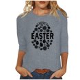 thumbnail image 1 of RKSTN Hauts Grande Taille pour Femmes Œufs de Pâques Mignons Imprimés Lapin Coupe Ample Col Rond Manches 3/4 Printemps Été Blouse Douce, 1 of 4