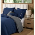 thumbnail image 2 of Swift Home Reversible Ultra Soft Solid Duvet Cover Set with Decorative Button Closure, Queen, Navy, 2 of 6