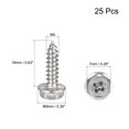 thumbnail image 2 of Unique Bargains M4 x 16mm 304 Stainless Steel Phillips Hex Washer Self Tapping Screws 25 Pack, 2 of 4