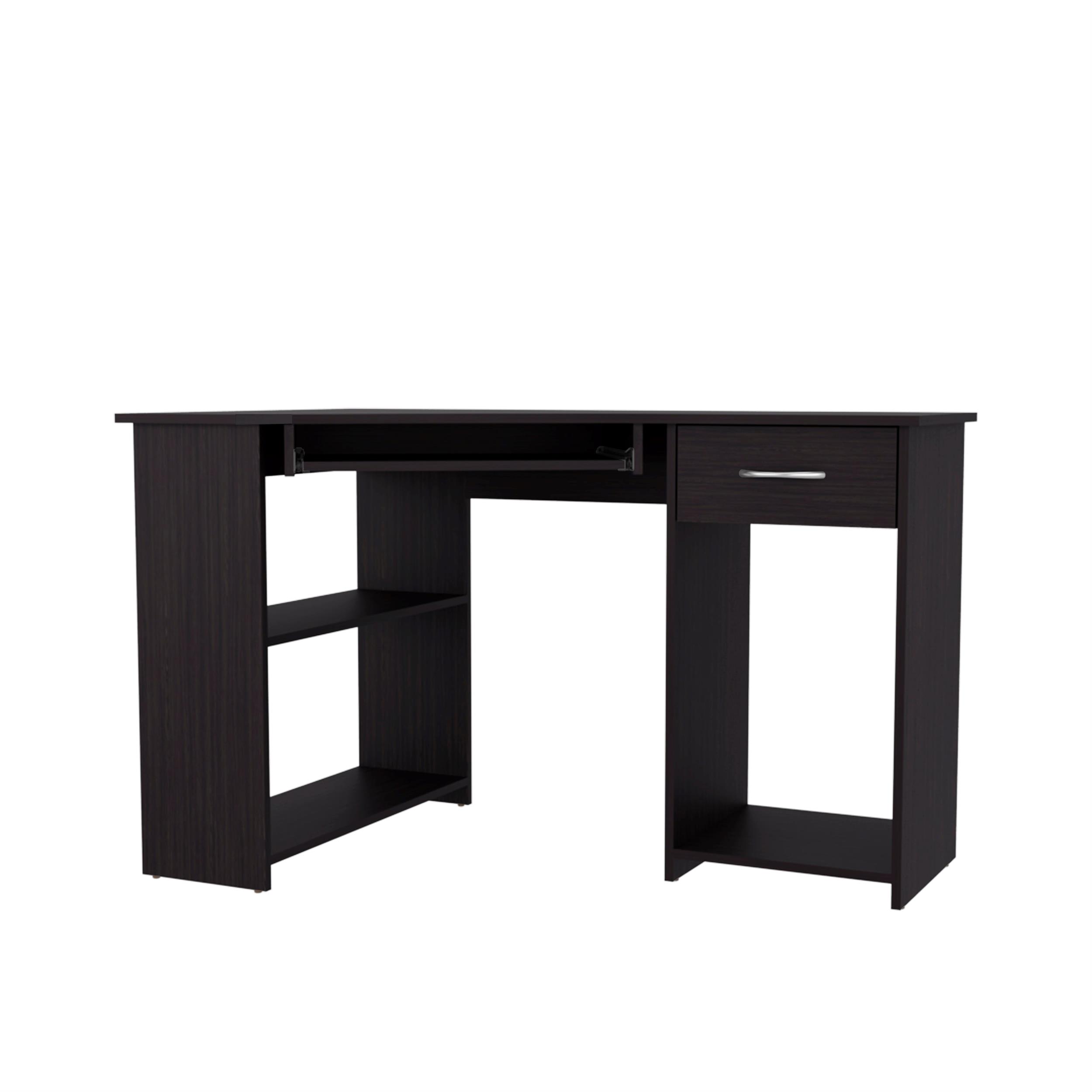 EKKO Corner Computer Desk L-Shaped Home Office Desk with CPU Space Wenge