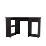 EKKO Coin Bureau d'ordinateur L-Shaped Home Bureau Bureau avec CPU Space Wenge