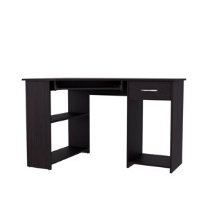 EKKO Coin Bureau d'ordinateur L-Shaped Home Bureau Bureau avec CPU Space Wenge