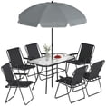 thumbnail image 1 of Outsunny 8 Piece Patio Table and Chairs Set with Umbrella for Garden, Black, 1 of 10